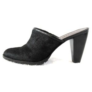 Matisse Darby Black Leather Cow Hair Pointed Toe Heeled Mule Western Sz 7